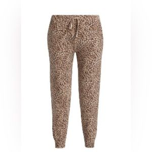 NWT Monrow Mini Leopard Cashmere-Cotton Sweatpants Size  XS